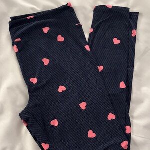 LuLaRoe Navy Leggings with Pink Heart Print